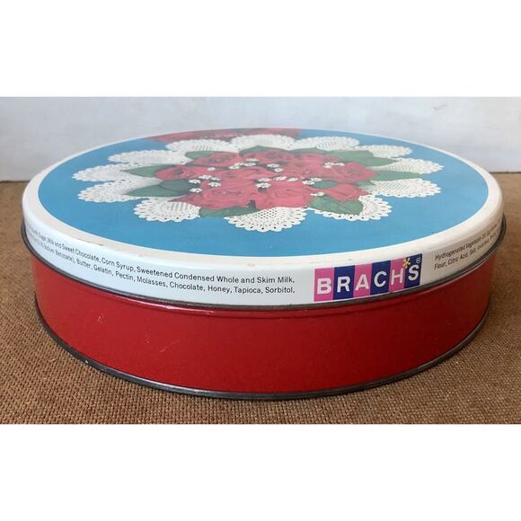 Vintage Brach’s Comtessa Chocolates Candy Gift Tin Red Rose Lace Doily Romantic - Picture 7 of 16